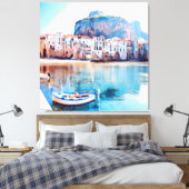 自民党 – シチリア – ビーチ – パノラマ キャンバスプリント (インサイチュ (寝室))