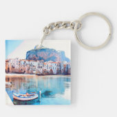 自民党 – シチリア – ビーチ – パノラマ キーホルダー (裏面)