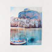 自民党 – シチリア – ビーチ – パノラマ タペストリー (正面)