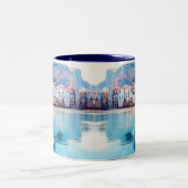 自民党 – シチリア – ビーチ – パノラマ ツートーンマグカップ (中央)