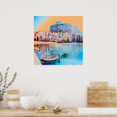 自民党 – シチリア – ビーチ – パノラマ ポスター (キッチン)