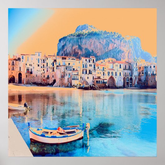 自民党 – シチリア – ビーチ – パノラマ ポスター (正面)