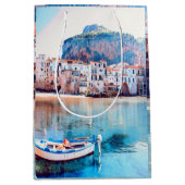 自民党 – シチリア – ビーチ – パノラマ ミディアムペーパーバッグ (正面)