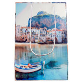 自民党 – シチリア – ビーチ – パノラマ ミディアムペーパーバッグ (裏面)