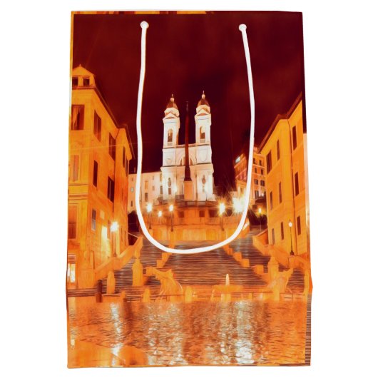 自民党PIAZZA DI SPAGNA by nigth Rome ミディアムペーパーバッグ (裏面)