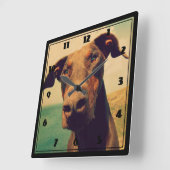 自然おもしろいなドバーマン犬のクローズアップ スクエア壁時計 (傾斜)