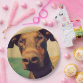 自然おもしろいなドバーマン犬のクローズアップ ペーパープレート (パーティー)