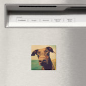 自然おもしろいなドバーマン犬のクローズアップ マグネット (インサイチュ (食洗機))