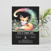 自然おもしろいキツネ誕生日デジタル 招待状 (スタンド正面)