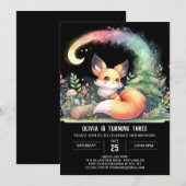 自然おもしろいキツネ誕生日デジタル 招待状 (正面/裏面)