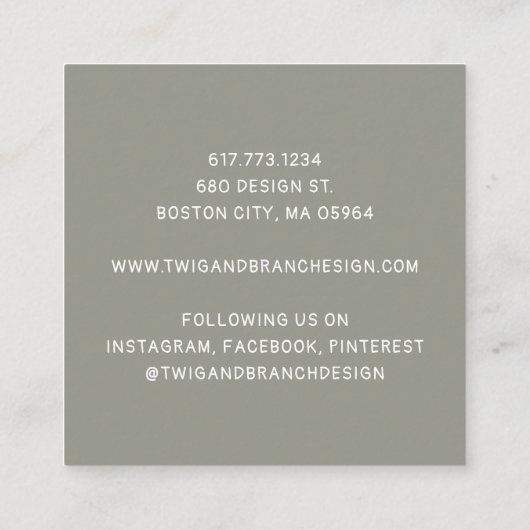 自然お洒落花 スクエア名刺 (裏面)