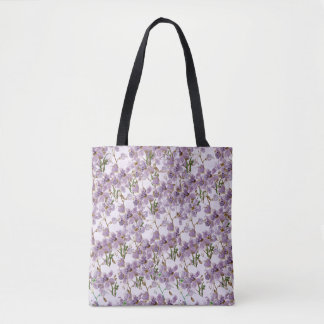 自然からインスピレーションを得たパープルの花のトートバッグ トートバッグ