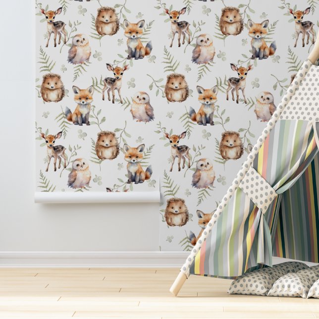 自然かわいい赤ちゃん動物の森林水彩 壁紙 (クリエイターアップロード済み)