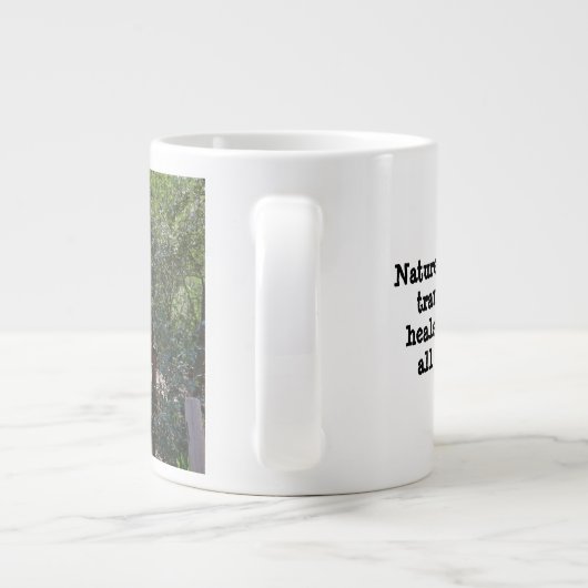 自然かわいらしウォーク、John Muirからの引用文 ジャンボコーヒーマグカップ (裏面)