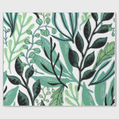 自然かわいらし緑パターン ラッピングペーパー (フラット)