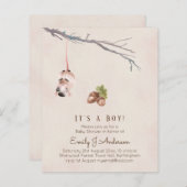 自然が大好き野ネズミ赤ちゃんシャワー招待状 (正面/裏面)