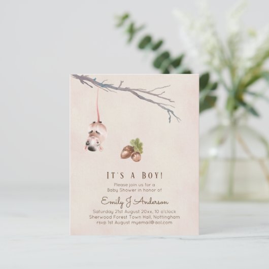 自然が大好き野ネズミ赤ちゃんシャワー招待状 (スタンド正面)