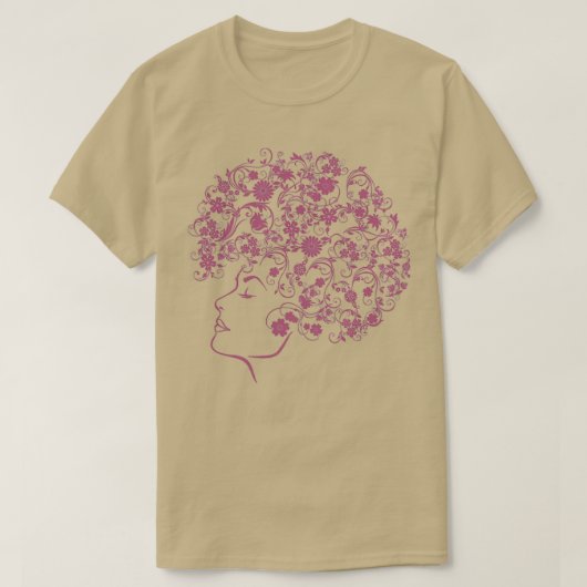 自然が完璧なアフロリのためカール毛花 Tシャツ (デザイン正面)