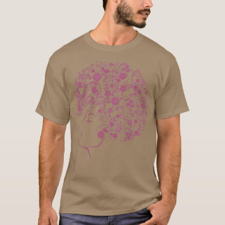 自然が完璧なアフロリのためカール毛花 Tシャツ