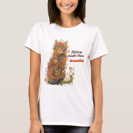 自然が美しくした花柄ネコTシャツ Tシャツ
