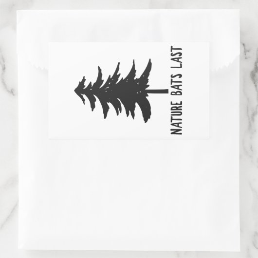 自然こうもりの最後 長方形シール (バッグ)