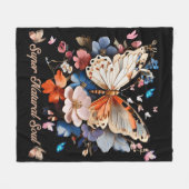 自然すごい魂：バタフライガーデンアート フリースブランケット (正面(横))