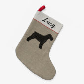 自然でだらしない耳を搭載するシュナウツァー犬のシルエット スモールクリスマスストッキング (正面 (吊り時))