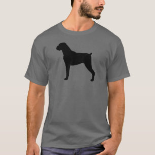 自然でだらしない耳を搭載するボクサー犬のシルエット Tシャツ