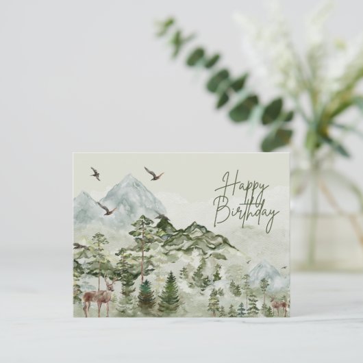 自然とアウトドア愛好家の誕生日おめでとう ポストカード (スタンド正面)
