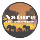 自然とゾウのワイヤレス充電器を鑑賞 アイスホッケーパック (正面)