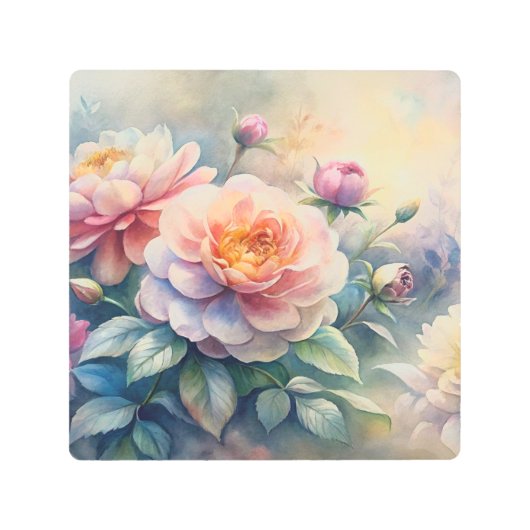 自然とバラ メタルプリント (正面)