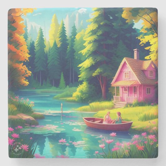 自然とピンクコテージ-68486 ストーンコースター (正面)