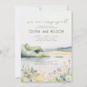 自然とワイルドフラワーの婚約パーティ写真 招待状 (正面)