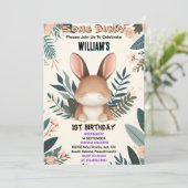 自然と一緒にお祝いしよう！あるバニーちゃんの1歳の誕生日 招待状 (スタンド正面)