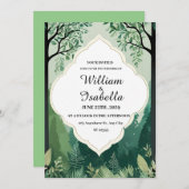 自然と森をテーマにした結婚式招待状カード 招待状 (正面/裏面)