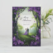 自然と美しい紫のバラ 招待状 (スタンド正面)