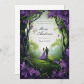 自然と美しい紫のバラ 招待状 (正面/裏面)