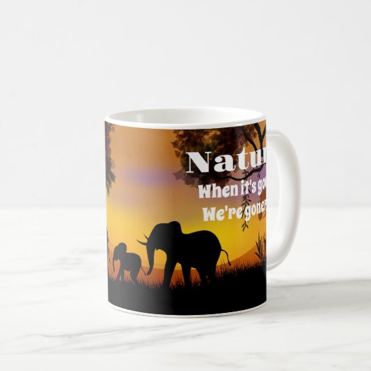 自然と象を鑑賞する コーヒーマグカップ (正面右)