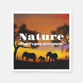 自然と象を鑑賞する スタンダードカクテルナプキン