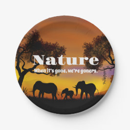 自然と象を鑑賞する ペーパープレート