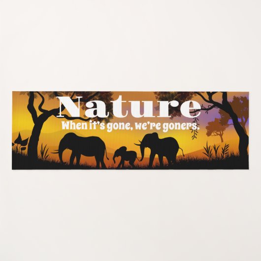 自然と象を鑑賞する ヨガマット (正面(横))