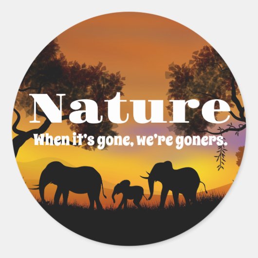 自然と象を鑑賞する ラウンドシール (正面)