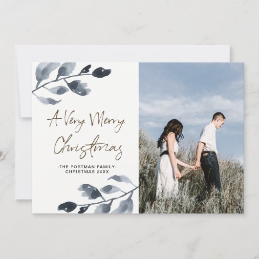 自然なウィムシーの植物性のクリスマスフォト シーズンカード (正面)