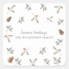 自然なクリスマスの花の写真クリスマス スクエアシール