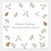 自然なクリスマスの花の写真クリスマス スクエアシール (正面)