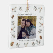 自然なクリスマスの花の写真クリスマス セラミックオーナメント (右)