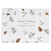 自然なクリスマスの花の写真クリスマス ラージペーパーバッグ (裏面)