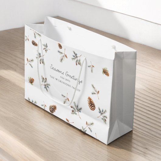 自然なクリスマスの花の写真クリスマス ラージペーパーバッグ