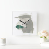 自然なジェスチャー-灰色および緑 スクエア壁時計 (ホーム)