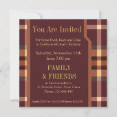 自然なタータンチェック格子縞のバースデーパーティ招待状 招待状 (裏面)